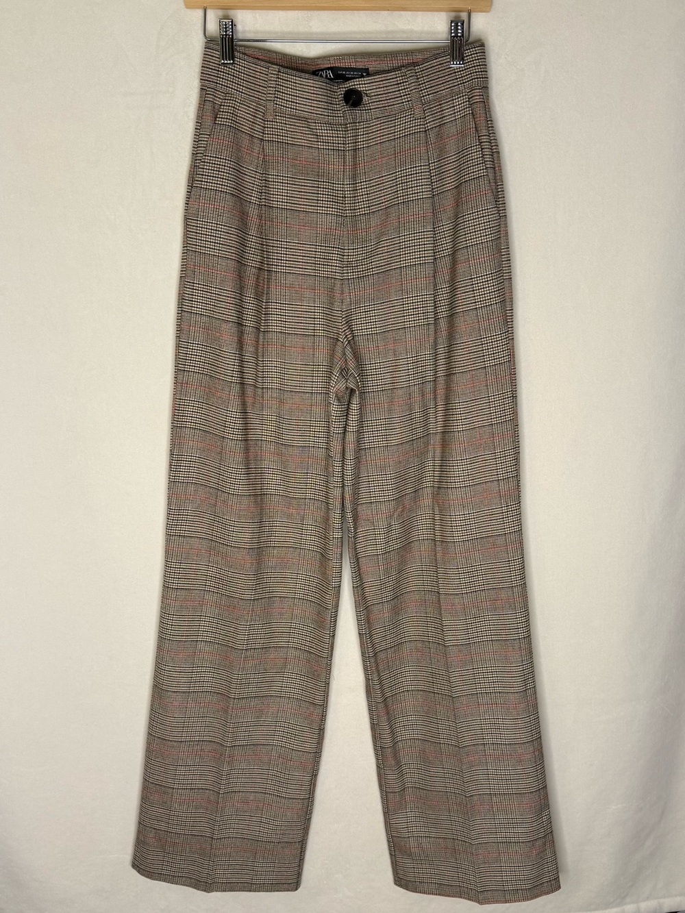 Zara Plaid Trousers in Tan and Brown Glen Check